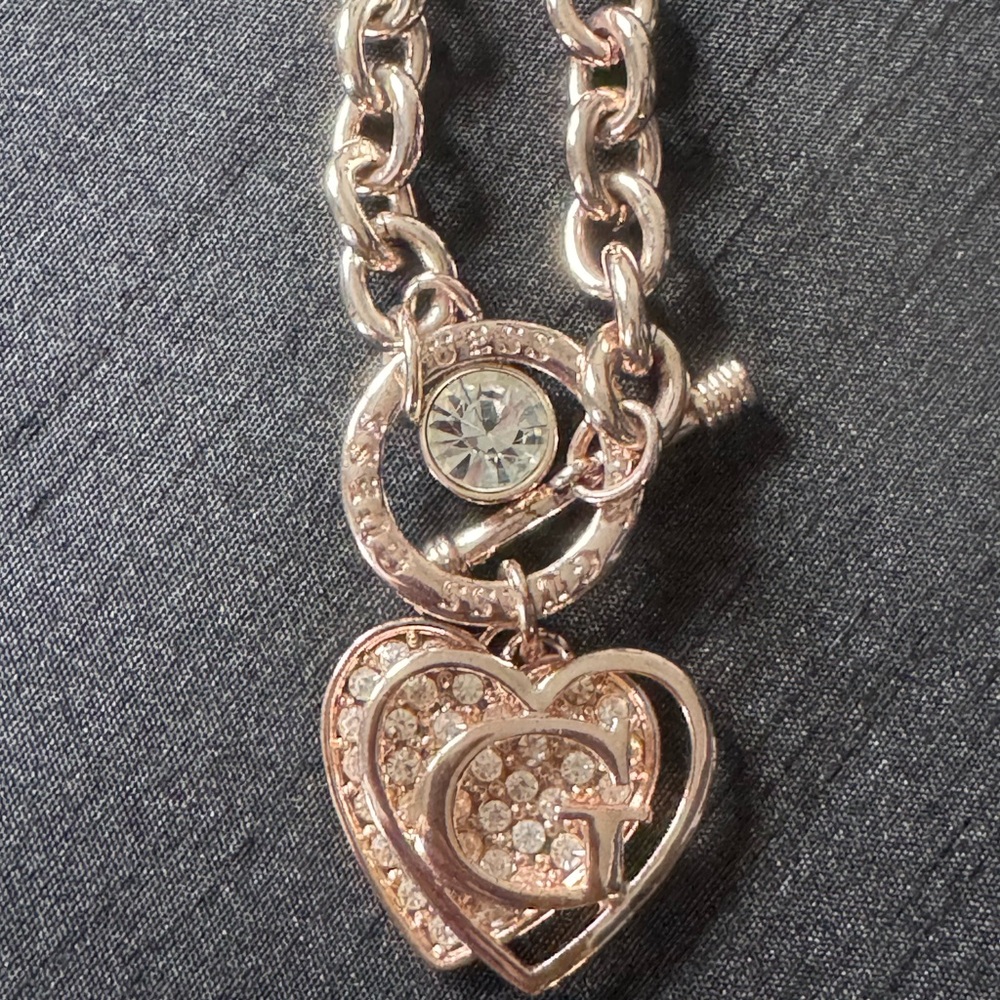 Rose Gold Heart Pendant Necklace with Crystal Accent - Designer Inspired